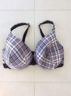 Cacique Lingerie Bra Plaid Lace Padded Underwire